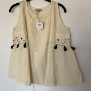 Boho Cotton Top with Mirror-like Accents